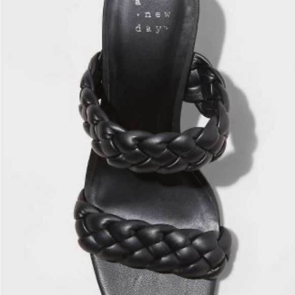 Women's Black Basil Mule With Round Heels & Woven Straps- A New Day™ - Picture 3 of 16